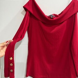 Adrienne Vittadini Red Ribbed Top
